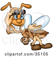 Poster, Art Print Of Confident Brown Fly Lifting Up His Shades And Smiling
