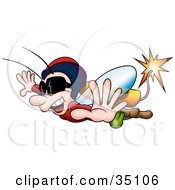 Clipart Illustration Of A Cute Little Fly With Dynamite Attached To His Back Flying