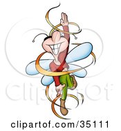 Clipart Illustration Of A Hyper Fly Dancing In Rings Of Fire