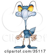 Clipart Illustration Of A Tall Blue Bug With Yellow Eyes by dero