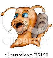 Clipart Illustration Of A Whiskered Water Snail With Blue Eyes