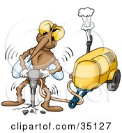 Clipart Illustration Of A Vibrating Mosquito Operating A Jackhammer by dero