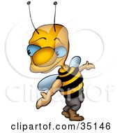 Clipart Illustration Of A Sneaky Blue Eyed Wasp Looking Back Over His Shoulder by dero