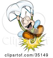 Clipart Illustration Of A Happy Firefly Having Fun While Parachuting by dero
