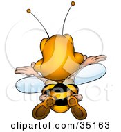 Poster, Art Print Of Happy Bumble Bee Flying Away