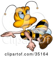 Little Honey Bee Flying And Looking Upwards