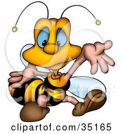 Clipart Illustration Of A Confused Little Bee Shrugging His Arms