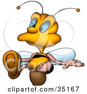 Poster, Art Print Of Relaxed Little Bee Laying On The Ground
