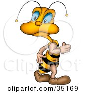 Poster, Art Print Of Cute Little Blue Eyed Bee Looking Back Over Its Shoulder