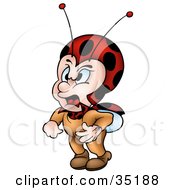 Angry Little Ladybug Character Shouting