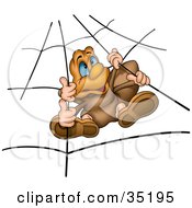Poster, Art Print Of Spider With Blue Eyes Hanging In A Web