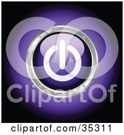 Poster, Art Print Of Glowing Purple Power Button Rimmed In Chrome