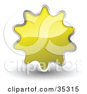 Poster, Art Print Of Shiny Yellow Starburst Shaped Web Design Internet Button Or Icon