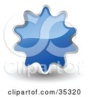 Clipart Illustration Of A Shiny Blue Starburst Shaped Web Design Internet Button Or Icon