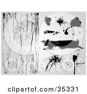 Clipart Illustration Of A Set Of Black Grunge Splatters Drips And Marks With A Texture