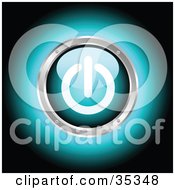 Clipart Illustration Of A Glowing Blue Power Button Rimmed In Chrome