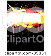 Poster, Art Print Of White Yellow And Red Dripping Grungy Text Box On A Black Background