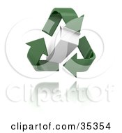 Green Recycle Arrows Around A Hovering Carton