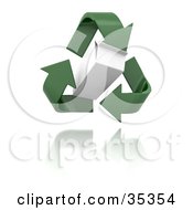 Poster, Art Print Of Green Recycle Arrows Around A Hovering Carton