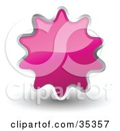Poster, Art Print Of Shiny Pink Starburst Shaped Web Design Internet Button Or Icon