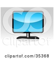 Black Lcd Computer Or Tv Screen With A Blue Background