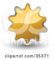 Poster, Art Print Of Shiny Light Orange Starburst Shaped Web Design Internet Button Or Icon