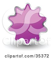 Poster, Art Print Of Shiny Light Purple Starburst Shaped Web Design Internet Button Or Icon