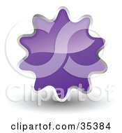Poster, Art Print Of Shiny Purple Starburst Shaped Web Design Internet Button Or Icon