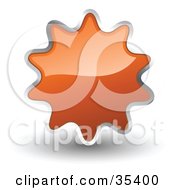 Poster, Art Print Of Shiny Orange Starburst Shaped Web Design Internet Button Or Icon