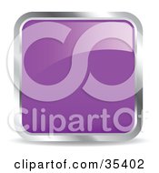 Shiny Purple Square Chrome Rimmed Internet Icon Or Button
