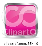 Shiny Pink Square Chrome Rimmed Internet Icon Or Button