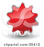 Clipart Illustration Of A Shiny Red Starburst Shaped Web Design Internet Button Or Icon