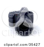 Black Digital Slr Camera With A Large Zoom Lens