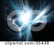 Blue Bursting Fractal Vortex Of Light On A Black Background