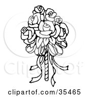Clipart Illustration Of A Bridal Bouquet Of Roses by C Charley-Franzwa