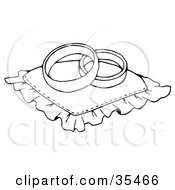 Clipart Illustration Of Two Wedding Bands Resting On A Ring Pillow