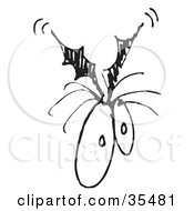 Clipart Illustration Of A Black And White Flying Bat With Big Eyes by Andy Nortnik