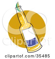 Clipart Illustration Of A Slice Of Lime Resting On The Top Of A Full Beer Bottle by Andy Nortnik