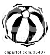 Clipart Illustration Of A Bouncy Black And White Beach Ball by Andy Nortnik