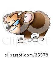 Clipart Illustration Of A Small Brown Bear With Rounded Ears And Blue Eyes