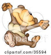 Clipart Illustration Of An Energetic Or Sleepy Bear Stretching Or Leaping Into The Air by dero
