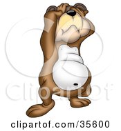Clipart Illustration Of A Frustrated Bear Slapping His Hands Over His Eyes And Tilting His Head Back by dero