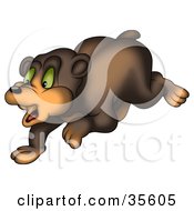 Clipart Illustration Of A Scared Green Eyed Bear Running by dero