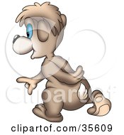 Clipart Illustration Of A Friendly Bear With Blue Eyes Walking Away by dero