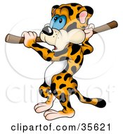 Nervous Leopard Eying His Goal While Preparing To Do The Pole Vault