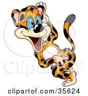 Clipart Illustration Of A Goofy Leopard Twisting His Torso While Dancing