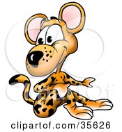 Clipart Illustration Of A Cute Leopard Sitting On The Ground With His Knees Up
