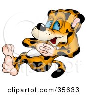 Clipart Illustration Of A Relaxing Leopard Leaning Back And Clasping His Hands Together