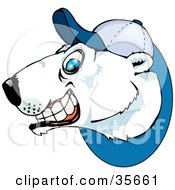 Clipart Illustration Of A Grinning Polar Bear Wearing A Baseball Hat by Dennis Holmes Designs