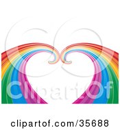 Poster, Art Print Of Curling Rainbow Forming A Heart On A White Background